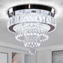 Finktonglan 11.8" Crystal Chandeliers, Morden Crystal Ceiling Light LED Small Chandeliers Semi Flush Mount Chandelier Room Light for Bedrooms Living Room Hallway (6500K White Light) (12'' Cool White)