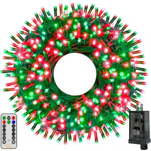 Ollny Christmas Lights, 500LED 164FT Long Christmas Tree Lights with 8 Modes Remote Timer IP44 Waterproof, Outdoor Christmas Lights for Tree House Yard Outside Xmas Decorations (Red+Green)