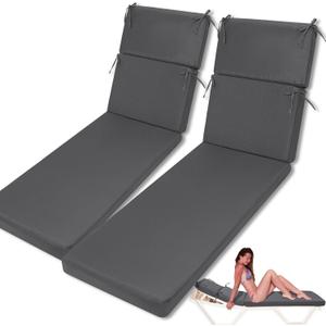 SmoothNovelty 4 Pcs Indoor Outdoor Chaise Lounge Cushions Sponge Bench Outdoor Furniture Chaise Cushions Patio Chair Furniture Replacement (Gray)