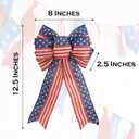6 pcs Patriotic Bow for Wreath, Bow 4th July Decorations, Memorial Day Red Beige and Blue Star Bow (8x12.5 inches)
