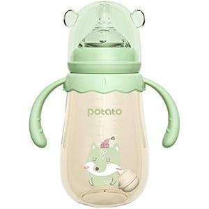 POTATO Baby Bottles PPSU Baby Feeding Bottle 10 oz Anti-Colic Bottles with Silicone Nipples Breastfeeding Bottles for Babies & Toddlers- Green