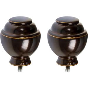 KAMANINA Round Replacement Finials for 3/4 or 5/8 Inch Curtain Rods, Antique Bronze Drapery Rod Finials with M6 Standard Screws, Set of 2