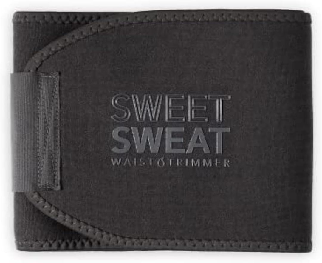 Sports Research Sweet Sweat Waist Trimmer - Premium Sweat Enhancing Fitness Belt for Women & Men - 5 Adjustable Sizes (X-Large, Matte Black)