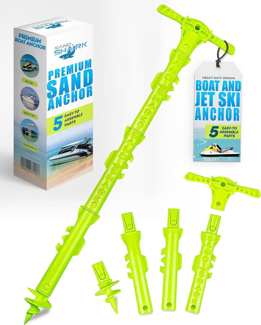 SandShark New Sport Boat Anchor and Jet Ski Anchor. Shallow Water Anchor Pole for Boat and PWC. Sand Anchor Kit for Boat and Kayak Anchor System. Easy Storage, High-Strength ABS