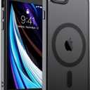 SUPFINE Magnetic for iPhone SE Case 2022 (3rd)/2020 (2nd), iPhone 8 Case (Compatible with MagSafe) (Military Grade Drop Protection) Translucent Matte Phone Cover,Black