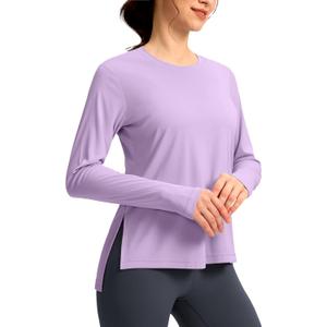 Soothfeel Women's Sun Shirts UPF 50+ Long Sleeve UV Protection Workout Hiking Tops Lightweight Quick Dry SPF Outdoor Shirt (Large, Purple)