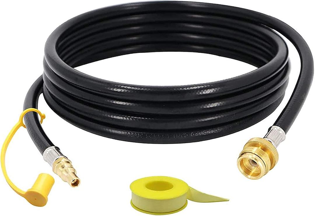 15FT 1/4" Quick Connect RV Propane Hose for RV to Hook Up Portable Camping BBQ Grill Connects 1 LB Bulk Portable Appliance to RV 1/4" Female Quick Disconnect - CSA Certified