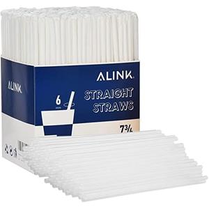 ALINK 500-Pack Clear Plastic Drinking Straws, Individually Wrapped Plastic Disposable Straight Party Straws - 7.75" x 0.23"