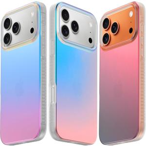 LONLI Hue for iPhone 17 Pro Case  Dynamic PrismGlow Holographic Iridescent Phone Cover, Slim Shock-Absorbing Protection, Cute Aesthetic Case for Women & Girls