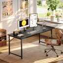 55 Inch Computer Desk, Office Desk, Spacious Desktop, Black | Modern Gaming Desk for Bedroom, Study, Work, Gaming & Writing, Large Legroom, Sturdy Metal Frame, Small Spaces