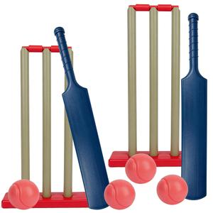 2 Pack Cricket Sets with 4 Balls for Beach Backyard Sports Game Ages 3+ | Allowing Up To 4 Players, 23.22" Bat, Heavy Duty Durable ABS Plastic, ASTM Safety Certified, Weighted Sumps, Easy Cleaning