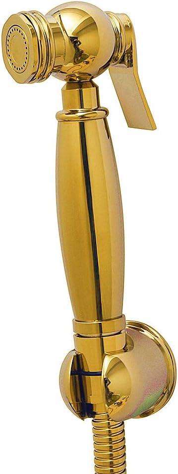 AYIVG Bathroom Brass Gold Wall Mount Hand Held Shower Bidet Shattaf Sprayer Set Toilet Handheld Bidet Shower Spray Wall Bracket Hose