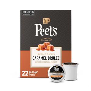Peet's Coffee, Flavored Light Roast Keurig K-Cup Pods, Arabica Coffee, Natural Flavors - Caramel Brulee 22 Count (1 Box of 22 Pods) (EXP 08/22/27)