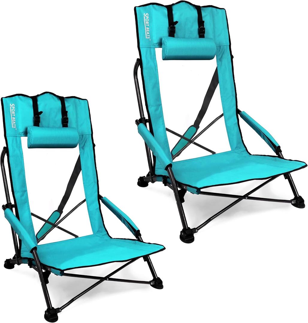 SPORT BEATS Beach Chairs for Adults, 34" High Back Backpack Beach Chair