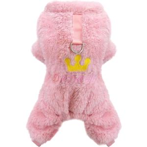Dog Sweater Clothes Fleece Woolen Winter Warm Sweat Shirt 4 Legs Jumpsuit Pajamas Crown Princess Sweater for Small Dog Medium Cat Pink S (Small (Back length: 6.7 inches))