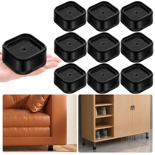 shouwuhho 9 Pack Furniture Risers Adjustable Bed Risers Heavy Duty Lifts Height 1", Square Stackable Bed Risers 1, 2 or 3 Inch for Desk Leg Table Couch Sofa Chair Bed Frame Legs Dorm, Black