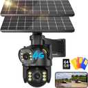Neye 4G LTE Solar Security Camera 4K with Dual Lens Color Night Vision, Rotating Head, and Two Solar Panels,12000mah Battery,PIR Motion Sensor, 2 Way Talk, Built in SIM Card with 64g sd Card