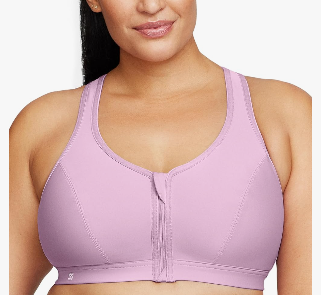 Glamorise Women's Plus Size Zip Up Front-Close Sports Bra Wirefree 40D