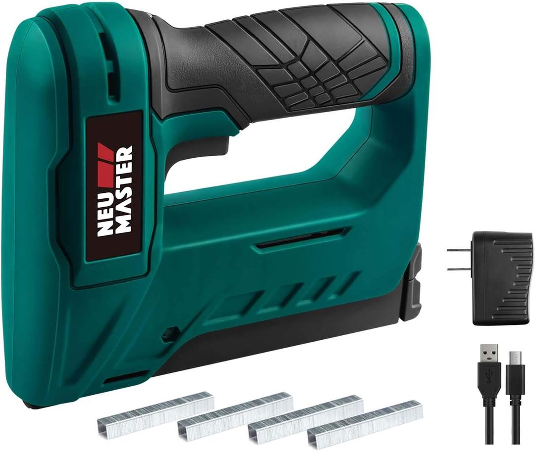 NEU MASTER Staple Gun Cordless, NTC0070 Li-ion Rechargeable Battery Staple Guns kit with Staples and USB Charger, Power Tacker for Upholstery, Material Repair, Decoration, Carpentry, Furniture DIY