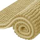 SUBRTEX Bathroom Rugs Chenille Bath Rug, Soft Short Plush Bath Mat, Water Absorbent Shower Mat, Quick Dry Machine Washable(Yellow, 16" x 24")