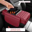 5 in 1 Car Center Console Cover, Armrest Pad with 2 Storage Pockets, Cup Holder, Tissue Box Slot, Phone Holder, Universal Car Interior Organizer (Burgundy)