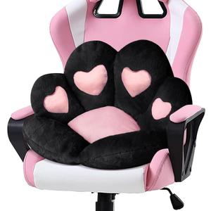 Ditucu Cat Paw Cushion Kawaii Chair Cushions 31.4 x 27.5 inch Cute Stuff Heart-Shaped Seat Pad Comfy Lazy Sofa Office Floor Pillow for Gaming Chairs Room Decor Black