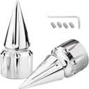 Front Axle Nut Covers CNC Black Chrome Caps Compatible with Harley Davidson Touring Sportster Trike Dyna Softail Street Glide Road King Iron 883 Fat Boy 2002-2024 (SpikeA-Chrome)