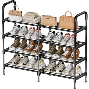4 Tier Shoe Rack, Metal Storage Organizer for Closet, Entryway, Free-Standing, Easy to Assemble, Up to 20 Pairs