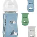 3 Pack Silicone Sleeves for Avent Natural Glass Baby Bottles, Protection and Insulation, Baby Bottle Sleeve Compatible with Avent Glass Bottles 8 oz, Dishwasher Safe (Blue+Green+Grey)