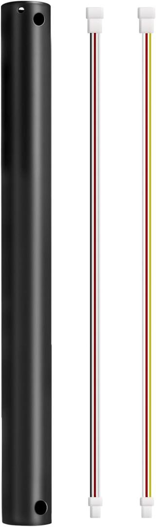 24 Inch Ceiling Fan Extension Downrod with Wires, 2FT Black Downrod for Fan,1 Inch Outside Diameter,Suit for Most of Fan(Not Threaded)