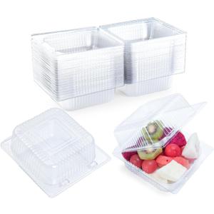 50 Count Clear Plastic Containers with Lids for Food, Thickened Disposable Sandwich Containers Clamshell Boxes for Cake Slice, Dessert, Hamburger, Salad