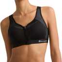 Champion Women's Sports Bra, Motion Control Zip High-impact Sports Bra, Wirefree Bra for Women (38DD, Black)