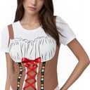 Oktoberfest T-Shirts for Womens Bavarian German Lederhosen Costume 3D Novelty Shirt Short Sleeve Festival Outfit (White, XXL)