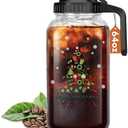 Christmas Gift for Mom,Mason Jar Pitcher, 64 oz Glass Milk Pitcher, Wide Mouth & Leakproof Glass Pitcher with Lid for milk, Sun Tea, Juice, Cold Brew Coffee and Drinks(Christmas tree）
