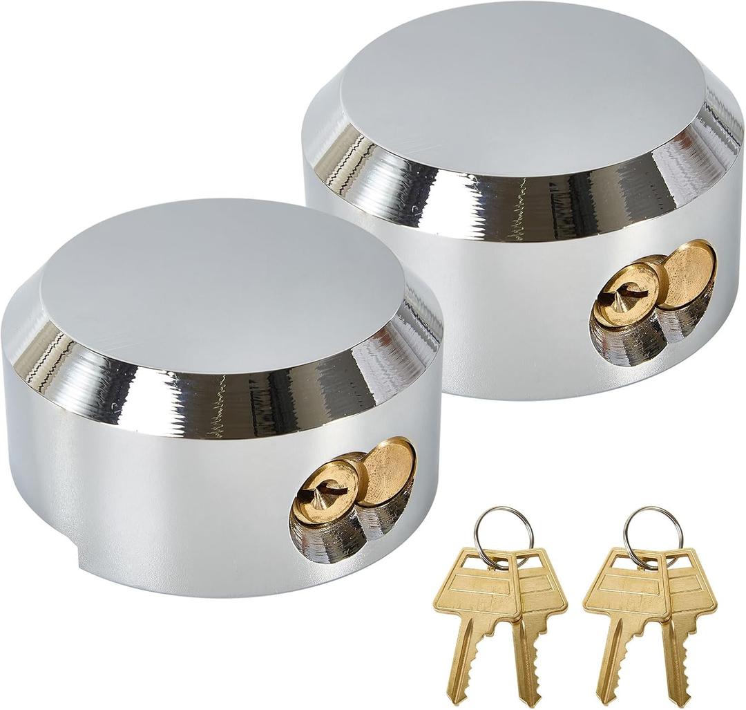 2 Pack Trailer Door Locks Keyed Alike Heavy Duty Hockey Puck Locks Reinforced Hidden Shackle Padlocks w/4 Keys Solid Steel Lock for Trailers Trucks Vans Shed Gates Garage