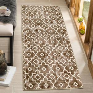 Wonnitar Moroccan Washable Area Rug 2x4.3 Brown Kitchen Rug Non-Slip Bathroom Rug Runner Distressed Modern Geometric Trellis Throw Mat Floor Carpet for Bedroom Laundry Entrance (Light Brown,2'x4.3') (2' x 4.3')