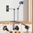 yAyusi Heavy Duty Aluminum Magnetic Overhead Tripod for iPhone, 13.7 in Long Overhead Phone Mount, Flexible Articulating Arm Phone Mount for Desk for Live Streaming, Meeting, Cooking