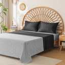 ARTALL 4-Pieces Queen Size Sheet Set, Soft Microfiber All-Season Bed Sheets Includes 2 Pillowcases, 1 Flat Sheet, 1 Fitted Sheet, Half Geometry and Half Stripe Print Design, Black White (Black Diamond Geo)