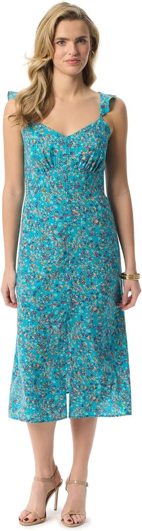 Jessica Simpson Women's Sahira Fitted Maxi Dress with Front Slit Standard (Blue, M)