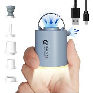 FLEXTAILGEAR Tiny Pump X Portable Air Pump+ Camping Light Ultra-Mini Air Pump with 1300mAh Battery USB Rechargeable for Sleeping Pads Pool Floats Air Bed Air Mattress Swimming Ring (Space Gray)
