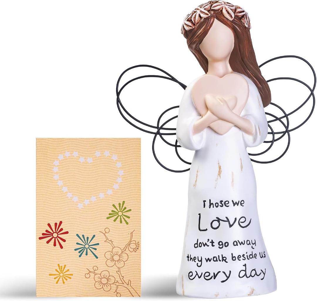 Sympathy Gifts, Memorial Gifts for Loss of a Loved One, Remembrance and Bereavement Gifts, Angel Figurines for Women (Holding a Heart in Hand)