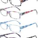 5 Pack Reading Glasses for Women, Blue Light Blocking Computer Readers, Ease Blurry Vision Dry Eyes Anti UV Glare (6 Mixed Color)