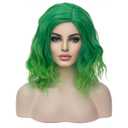 MAGQOO Green Wig for Women Short Curly Wavy Green Bob Wigs Side Part Synthetic St.Patrick's Day Costume Cosplay