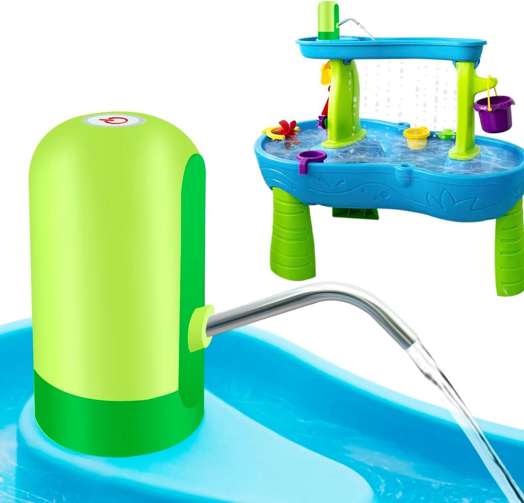 Intoypad Water Table Pump, Battery Powered Water Pump for Kids 3 Hours Non-Stop Fun Summer Outdoor Water Play Table Accessories for Step2 Water Table Toys for Kids Toddlers Green