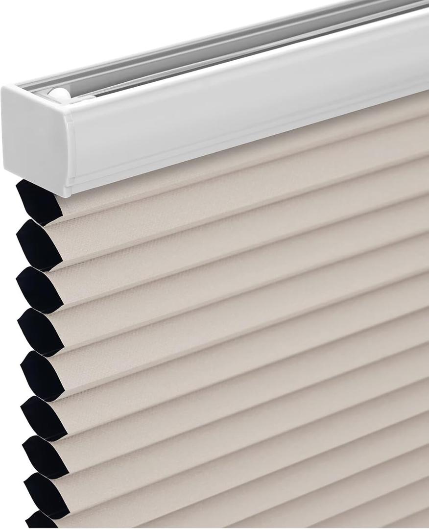 Changshade Cordless Cellular Shades, Blackout Honeycomb Shades for Windows, Pull Down Pleated Blinds, Easy to Install for Indoor Windows and French Doors,35" W x 72" H, Beige