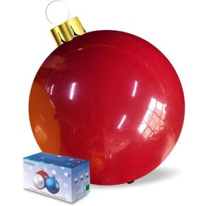 Inflatable Christmas Ornaments, 25" Oversized Outdoor Christmas Ball Ornaments, Holiday Yard Christmas Tree Decorations, Indoor and Outdoor Decoration Balls (25 inch, Coral Red)
