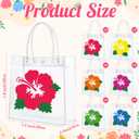Wesnoy 24 Pcs Hawaiian Luna Gift Bags with Handles Clear Hibiscus Party Favor Bags Tropical Goodie Bag Summer Party Supplies for Aloha Tiki Birthday Decorations, 7.9'' x 7.9'' x 3.2''