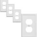 Single Duplex Outlet Light Switch Cover Aria Metal Wall Plate, 4-Pack White 1 Gang, for Receptacle Light Switch, Switch Cover Decorative Wallplate, Durable