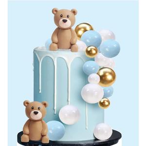 Baby Bear Cake Topper Blue Ball Cake Decor for Boy (blue ball 2bears set)