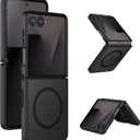 Magentic for Samsung Galaxy Z Flip 7 Case, Compatible with Magsafe, Phone Case Matte Translucent Hard Back + Soft TPU Bumper Shockproof Cover with Magnets for Galaxy Z Flip7 - Black Frost